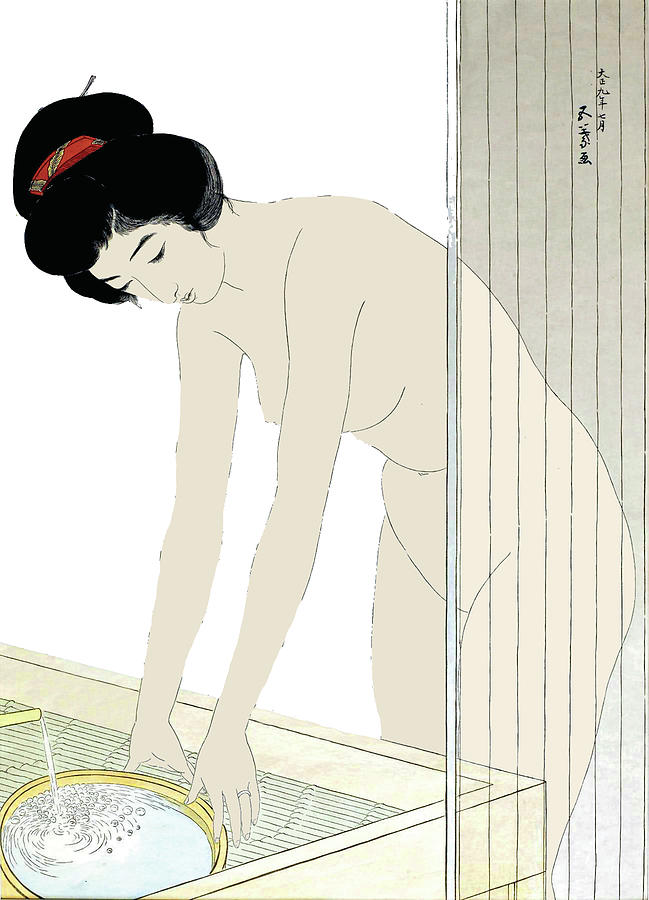 Woman in Bath, Japanese Art Digital Art by Long Shot