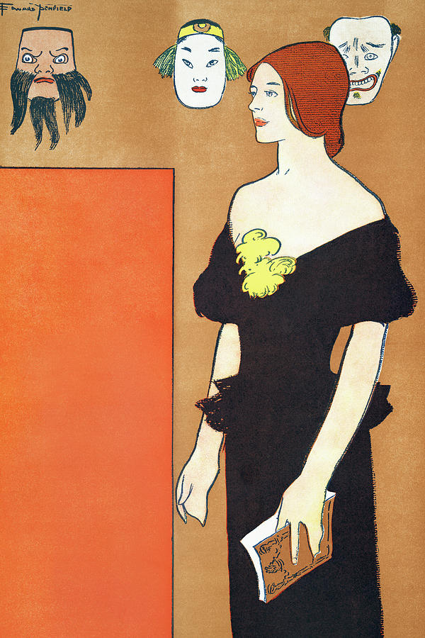 Edward Penfield Drawing - Woman in Black Dress by Edward Penfield