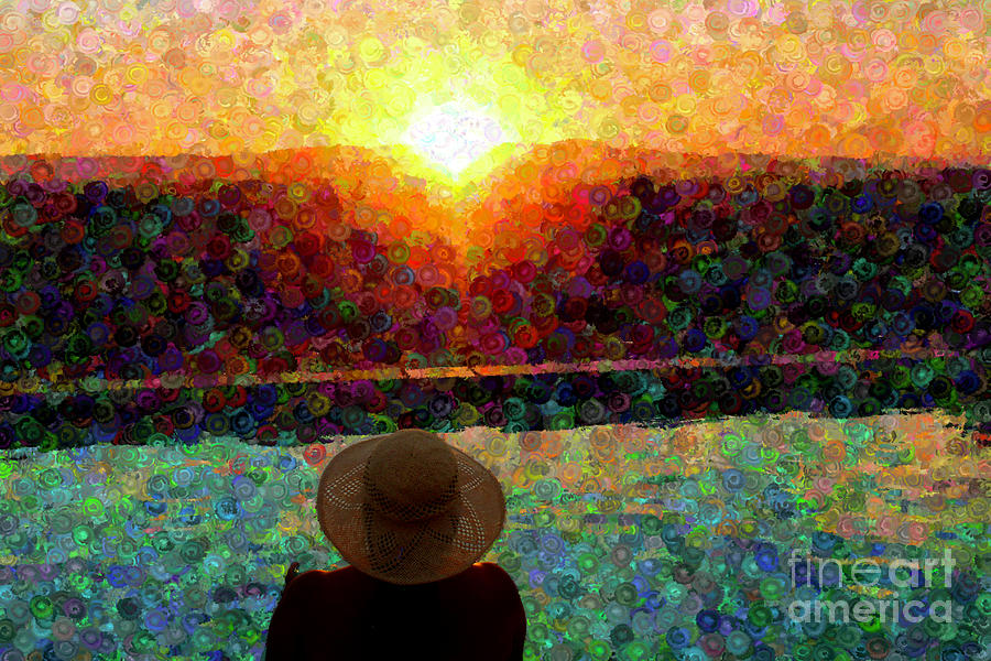 Woman in Hat Watching the Sunset Photograph by Katherine Erickson