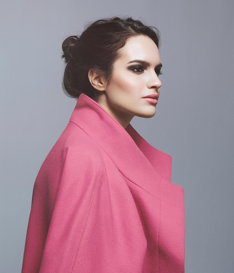 Woman in pink coat Photograph by Vasilina Popova