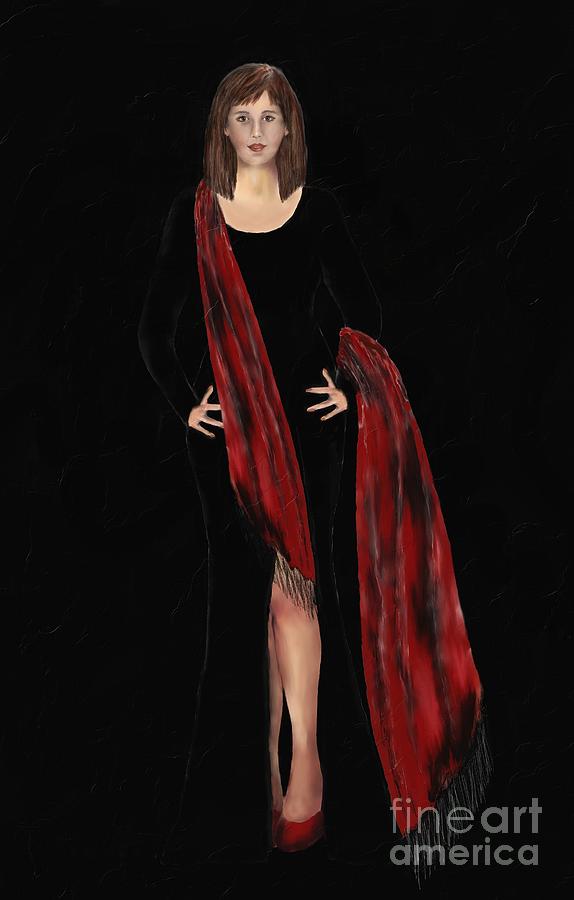 Woman In Red Painting by Ana Borras