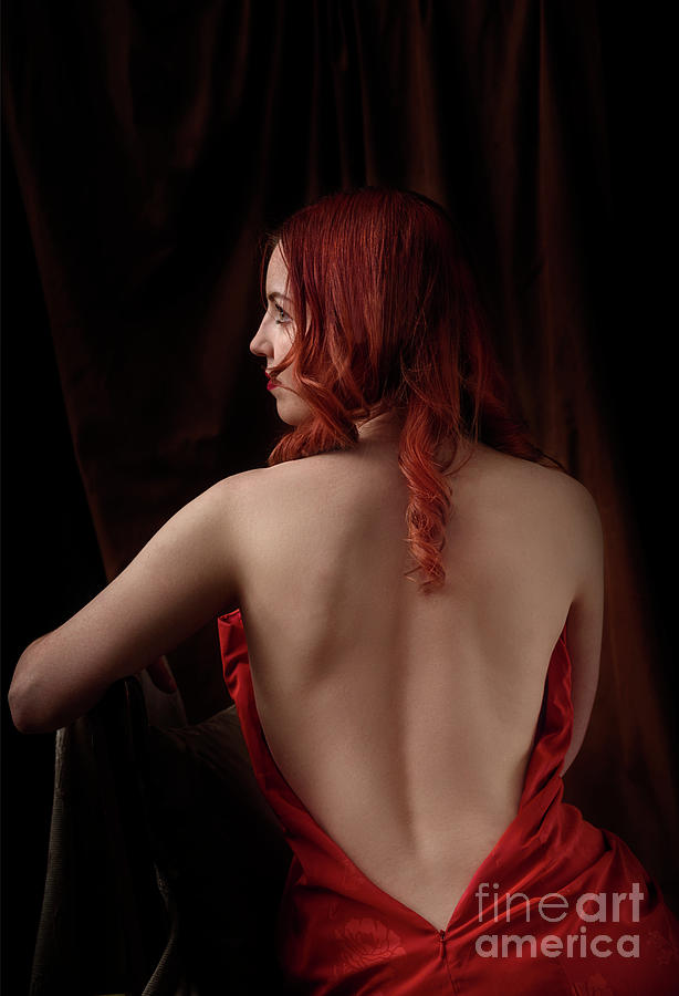 Woman in red dress from behind Photograph by Jelena Jovanovic