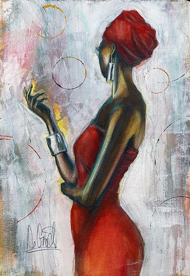 Woman In Red Painting by Gregory DeGroat