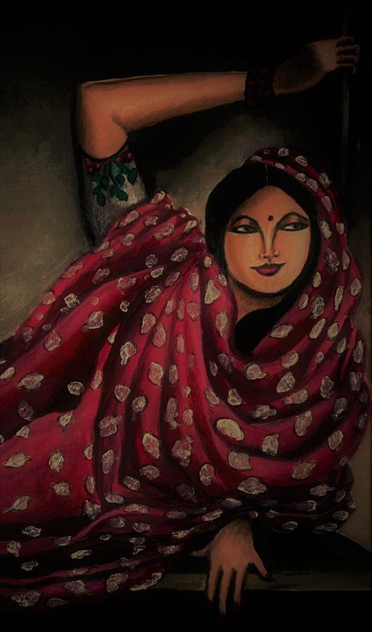 Woman in saree #2 Painting by Tara Krishna