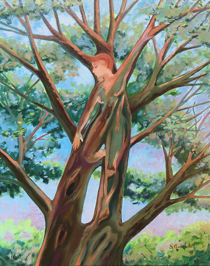 Intertwined - Tree Dancer oil painting Painting by Shirley Galbrecht