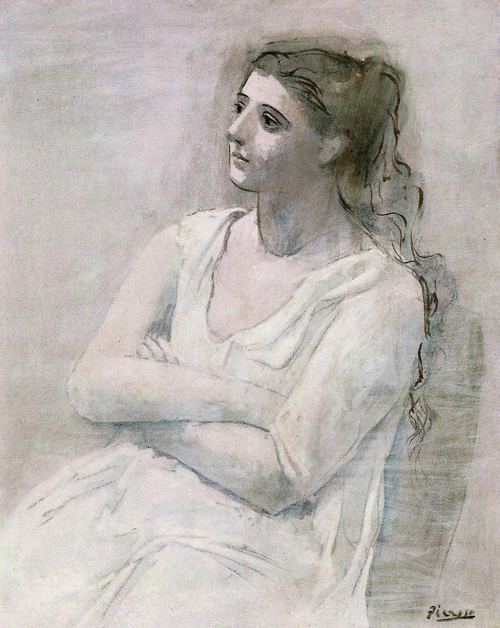 Portrait Painting - Woman in White by Jon Baran