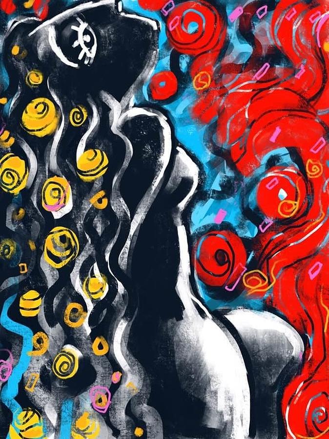 Woman in Yellow and Red Digital Art by Devin Hermanson