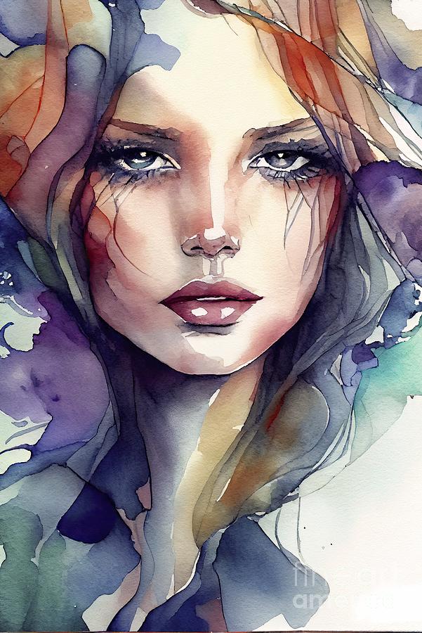 Watercolor Woman Painting - Woman IV by Mindy Sommers