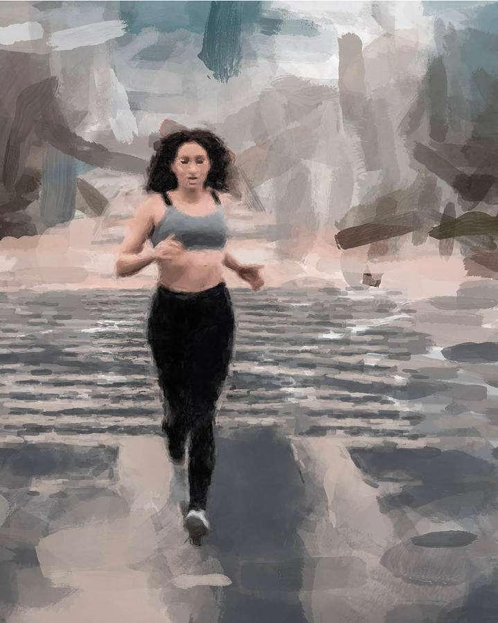 Woman Jogger Painting by Gary Arnold