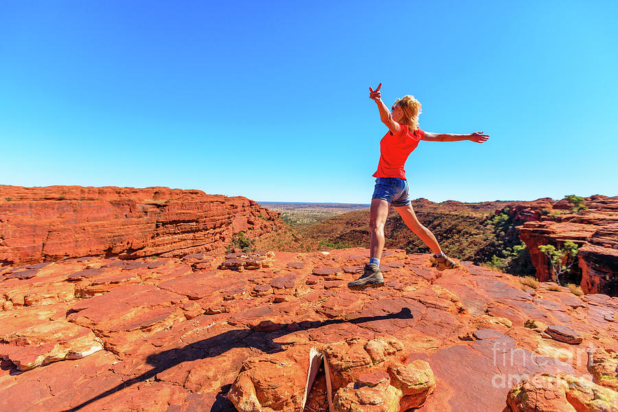 Woman jumping in Outback Digital Art by Benny Marty