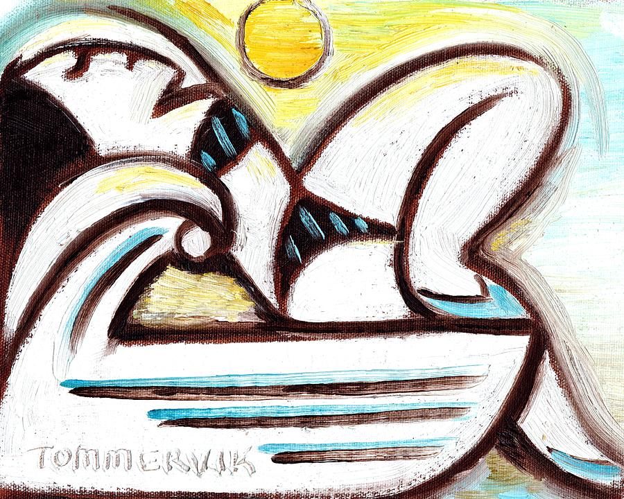 Abstract Woman Lying on Watercraft Art Print Painting by Tommervik