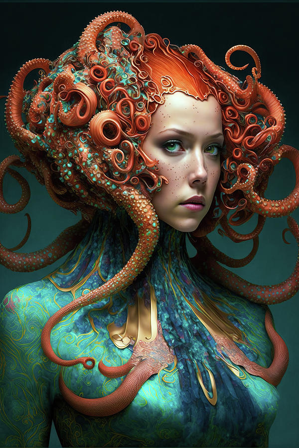 Woman Octopus Fashion 01 Digital Art by Matthias Hauser