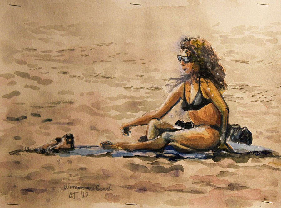 Woman on Beach Painting by Douglas Jerving