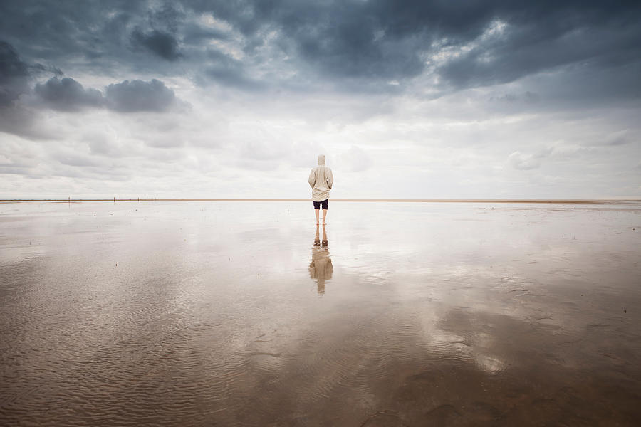 Woman on beach, Schleswig Holstein, Germany Photograph by Sah