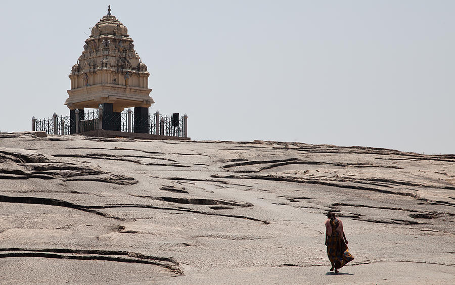 Woman on pilgrim path to temple to pray Photograph by Javi Julio Photography