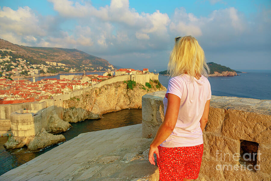 Woman on skyline of Dubrovnik city in Croatia Digital Art by Benny Marty Woman on skyline of Dubrovnik city in Croatia Digital Art by Benny Marty