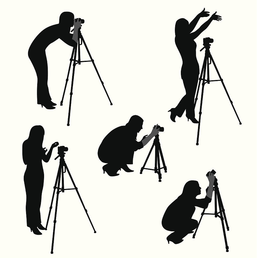 Woman Photographer Vector Silhouette Drawing by A-Digit