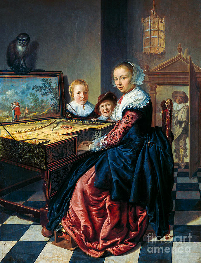 Woman Playing The Virginal Painting