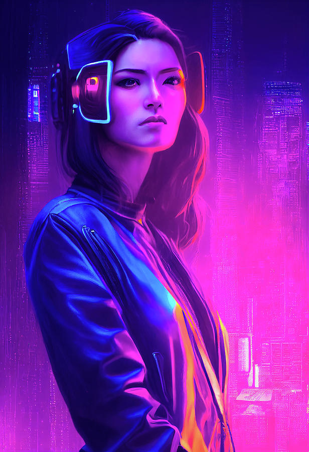 Woman Portrait 17 Futuristic Cyberpunk Digital Art