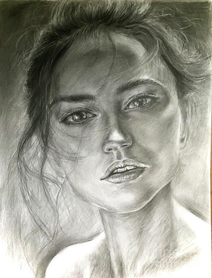 Woman Portrait  Drawing by Lavender Liu