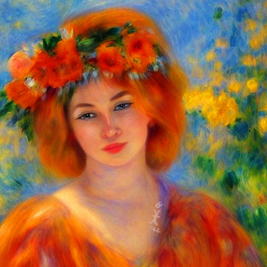 Woman Portrait With Orange Painting By Maciej Mackiewicz Fine Art America