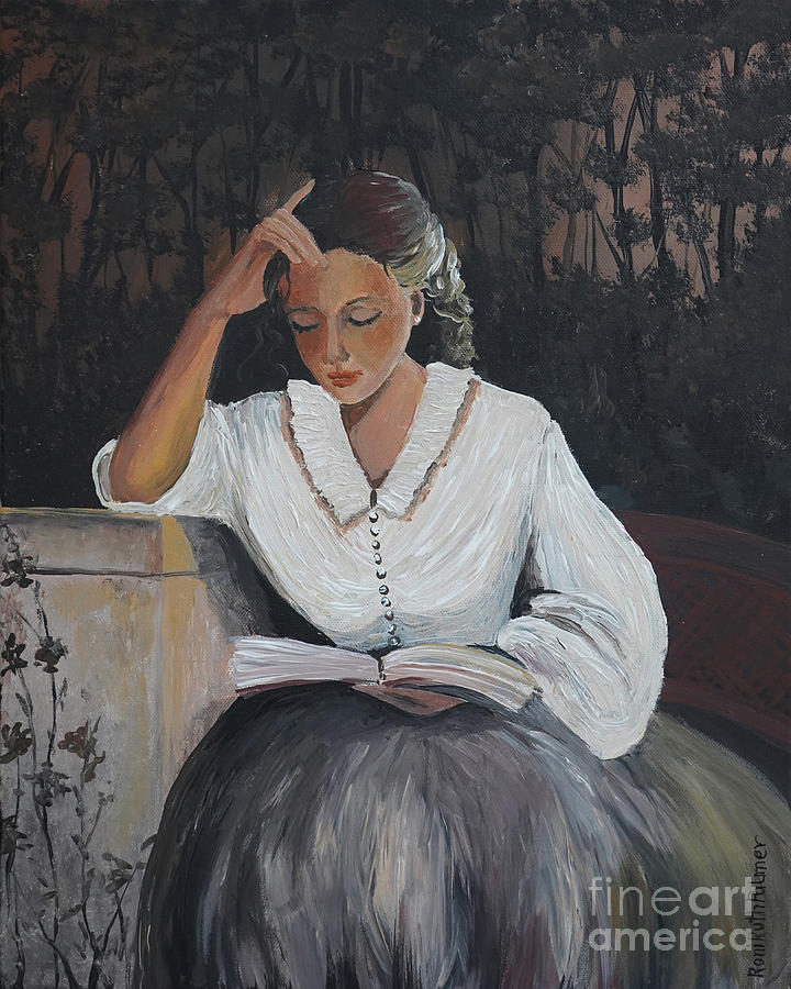 Woman Reading A Book Painting by Roni Ruth Palmer