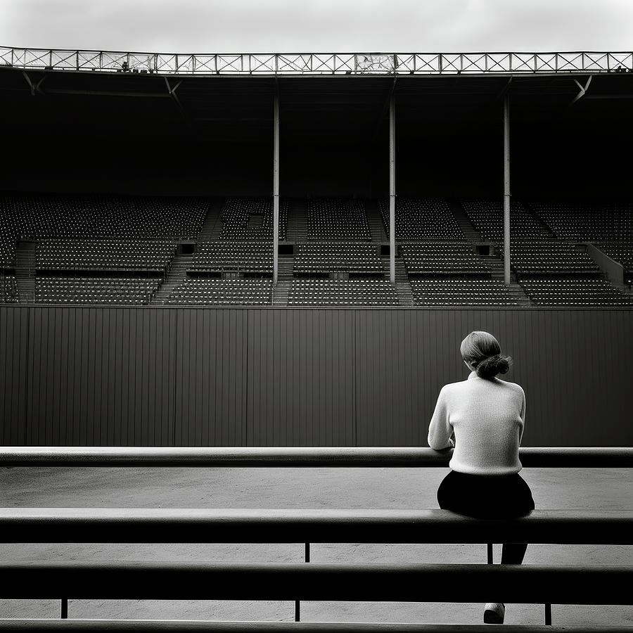 Woman Relaxing At Empty Stadium Digital Art