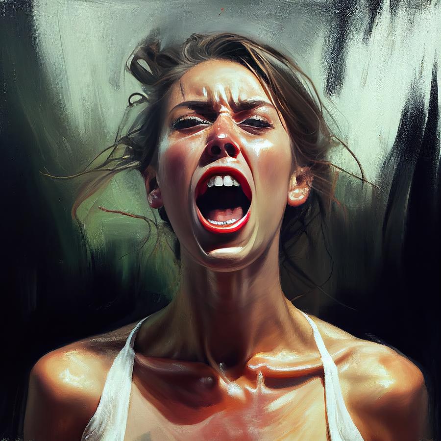 Woman Screams During Orgasm No Painting By World Of Abstracts Fine