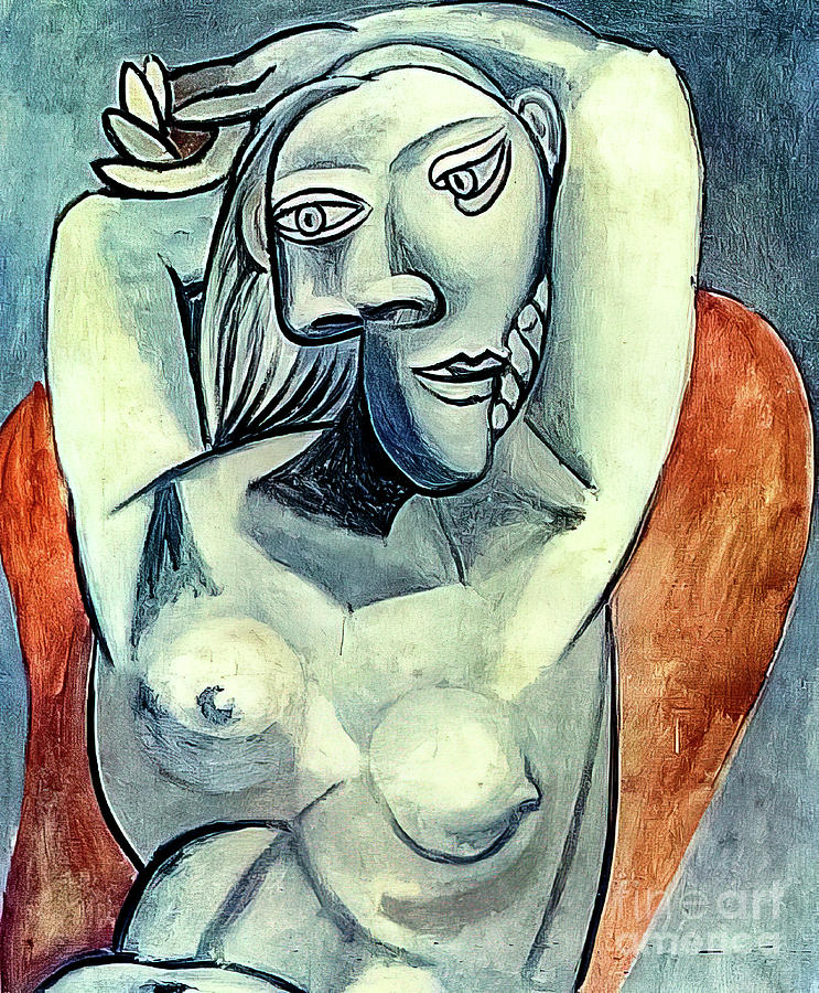 Woman Sitting In A Red Armchair By Pablo Picasso 1939 Painting