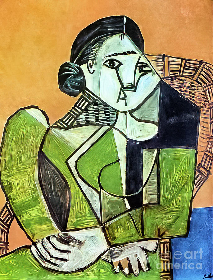 Woman Sitting in an Armchair by Pablo Picasso 1953 Painting by Pablo Picasso