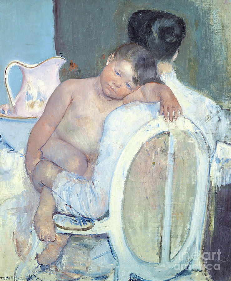 Woman sitting with a Child in her Arms, circa 1890 Painting by Mary Stevenson Cassatt
