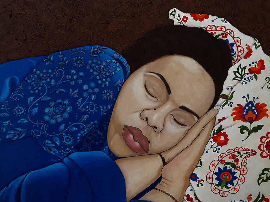 Portrait Mixed Media -  Sleeping Woman by Madalena Lobao-Tello