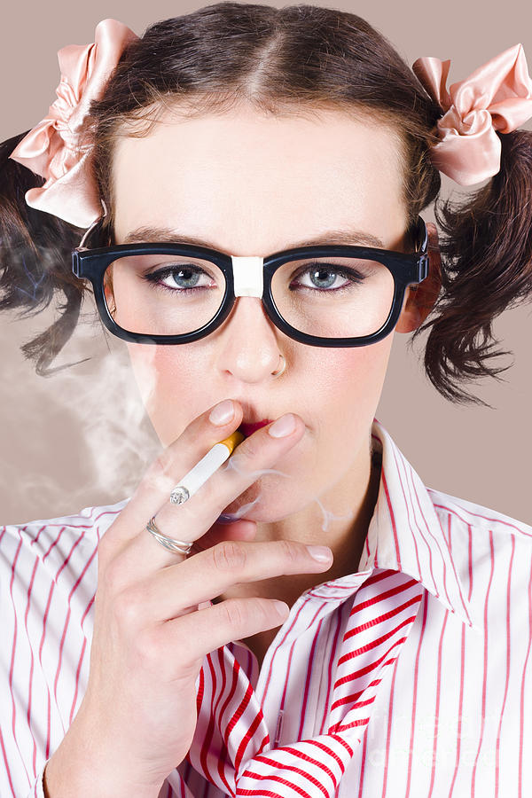 Woman smoking cigarette Photograph by Jorgo Photography