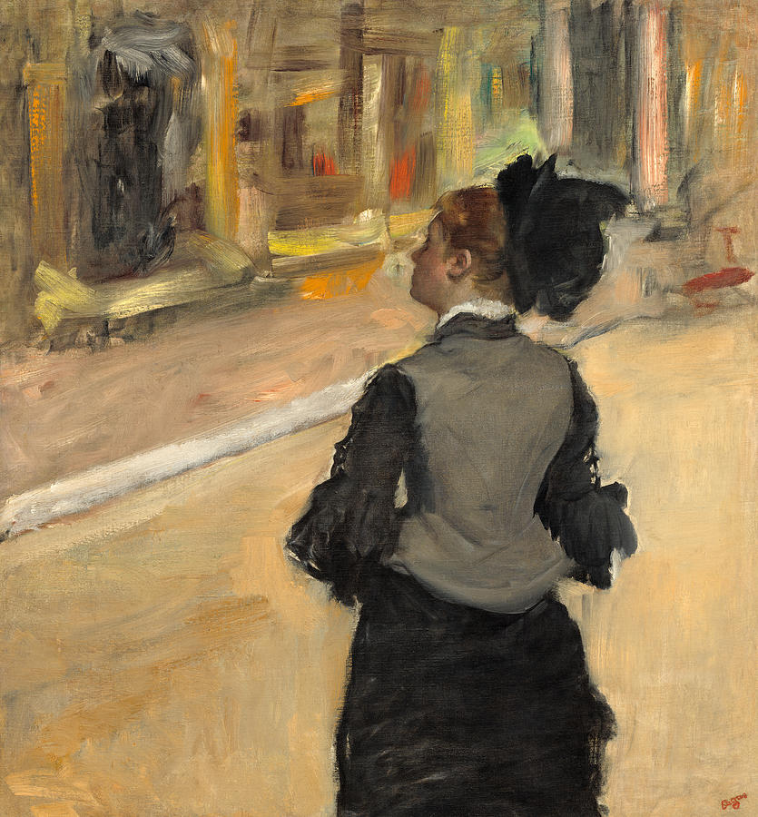 Woman Viewed from Behind, Visit to a Museum Painting by Edgar Degas
