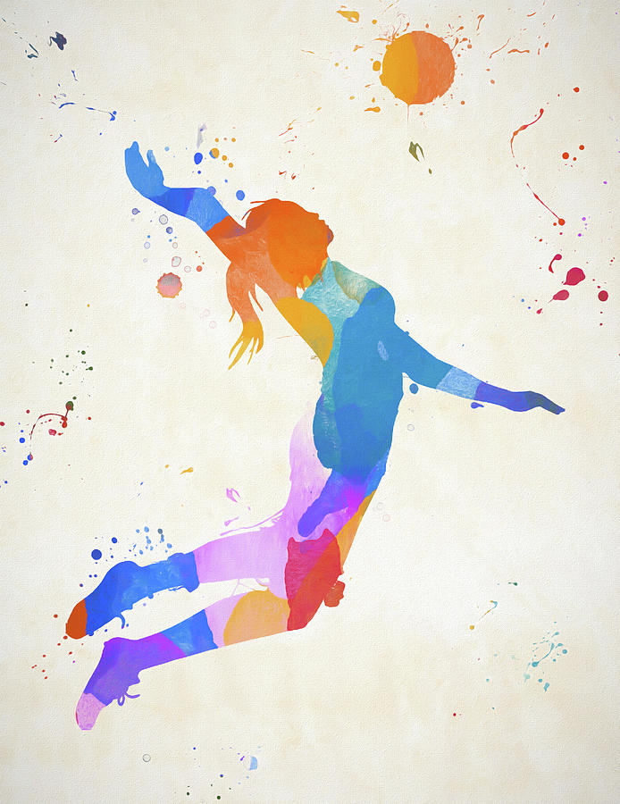 Woman Volleyball Player Color Splash Painting by Dan Sproul