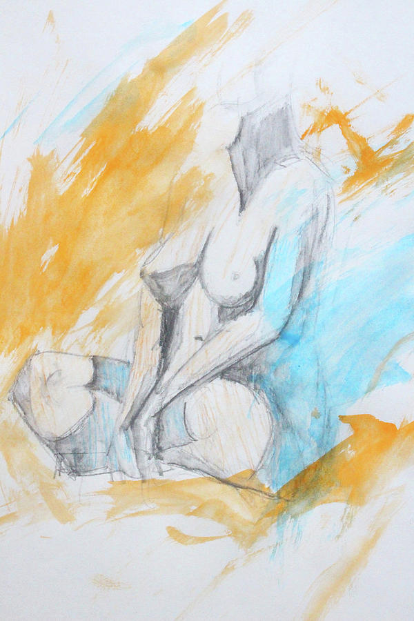 Abstract Drawing - Woman Waiting by Nancy Merkle