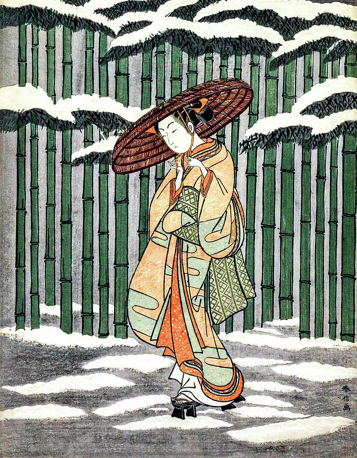 Woman Walk In Front of the Bamboo Fence Digital Art by Long Shot