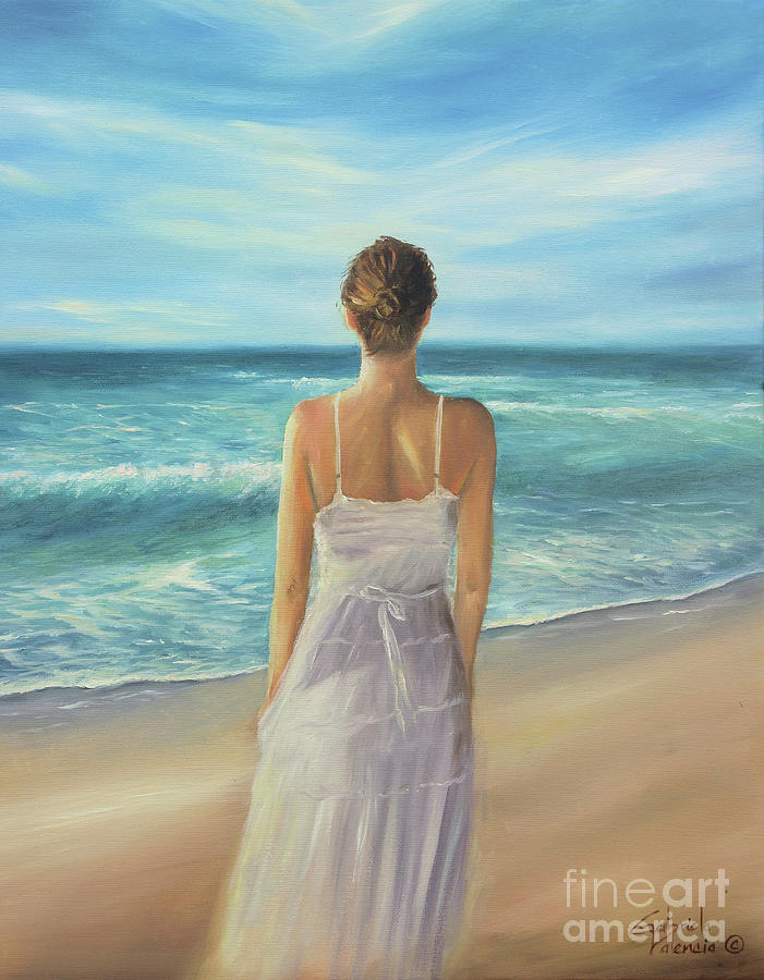 Girl At The Beach Painting - At the Beach  by Gabriela Valencia