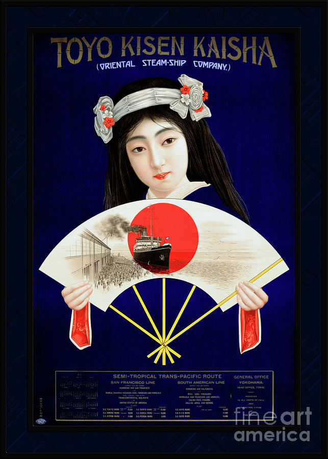 Woman With A Fan c1917 Toyo Kisen Kaisha Painting by Rolando Burbon