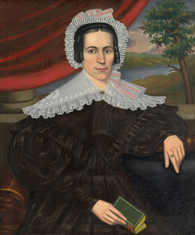 Woman with a Green Book. Louisa Gallond Cook Painting by Erastus Salisbury Field