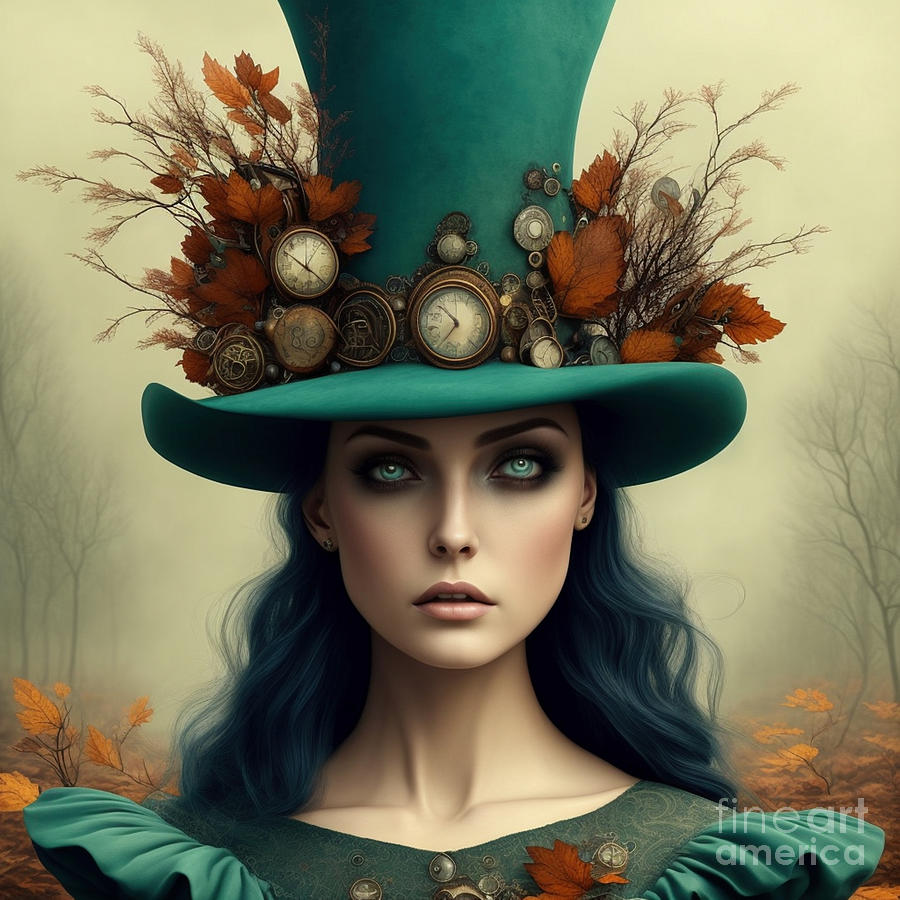 Woman With A Green Hat - Portrait 2 Digital Art by Philip Preston