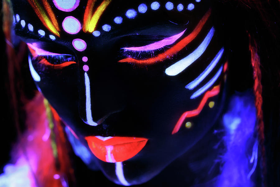 Woman with a neon makeup in ultraviolet light Photograph by Anatoliy YK -  Pixels