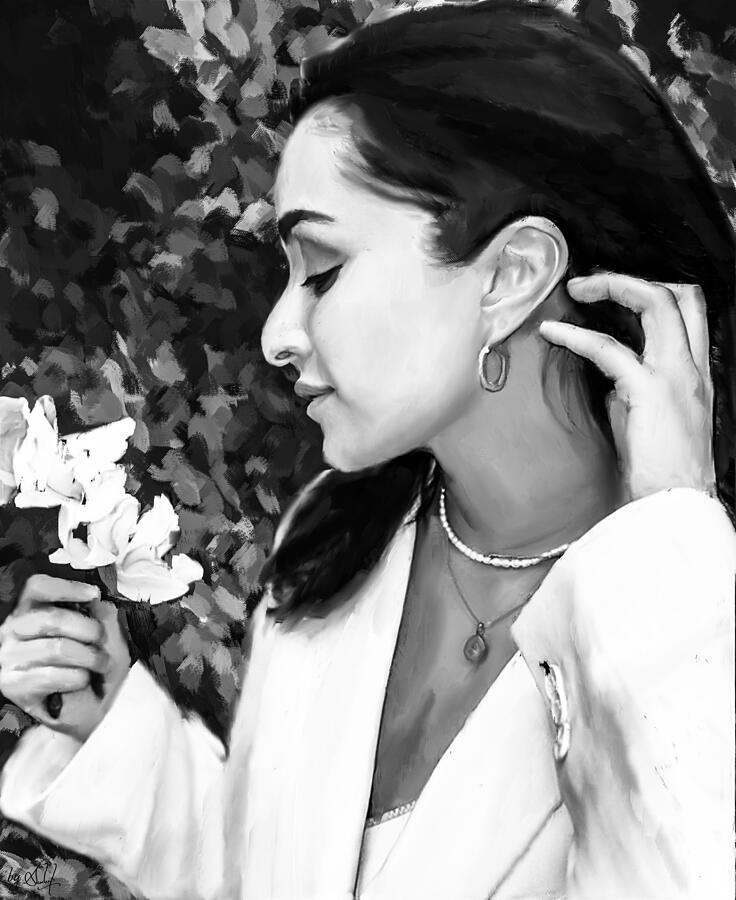 Woman with an earring in black and white Digital Art by Gradify Creations Woman with an earring in black and white Digital Art by Gradify Creations