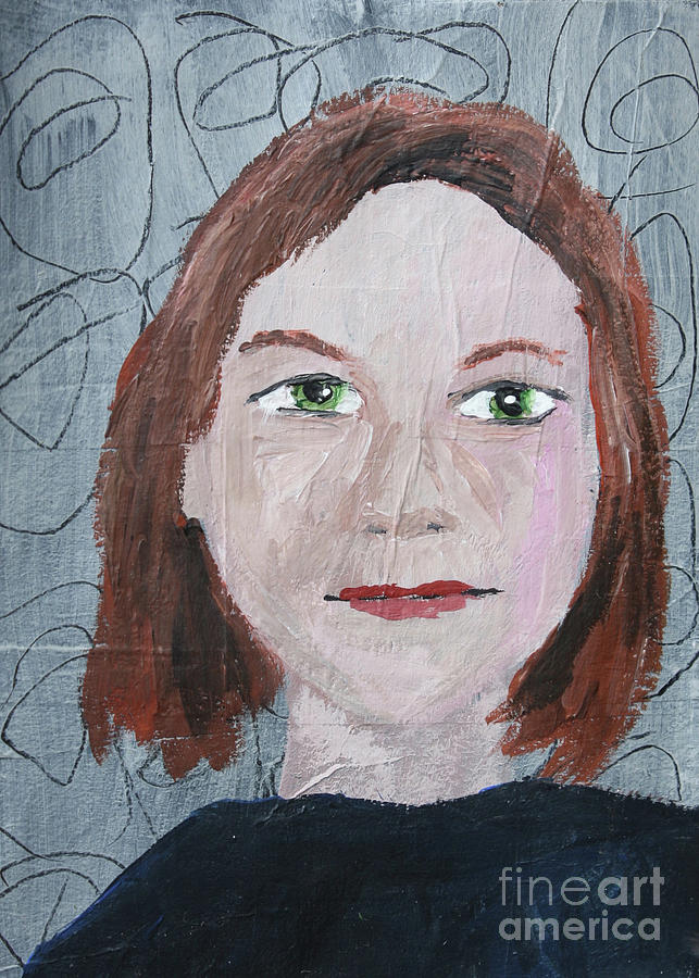 Portrait Mixed Media - Woman with Auburn Hair by Janyce Boynton