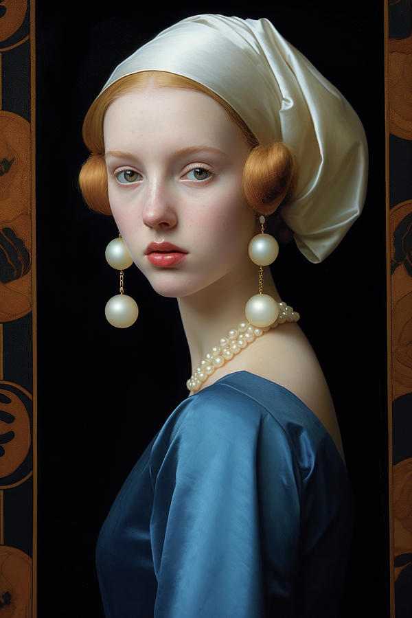 Woman with big pearl earring 02 Digital Art by Matthias Hauser