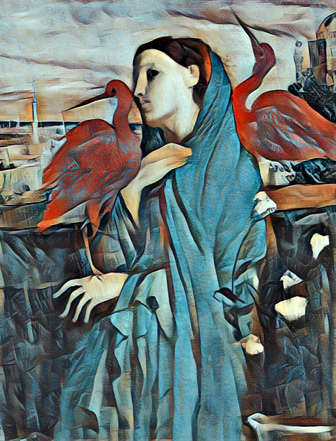 Woman With Birds Painting by Tony Rubino