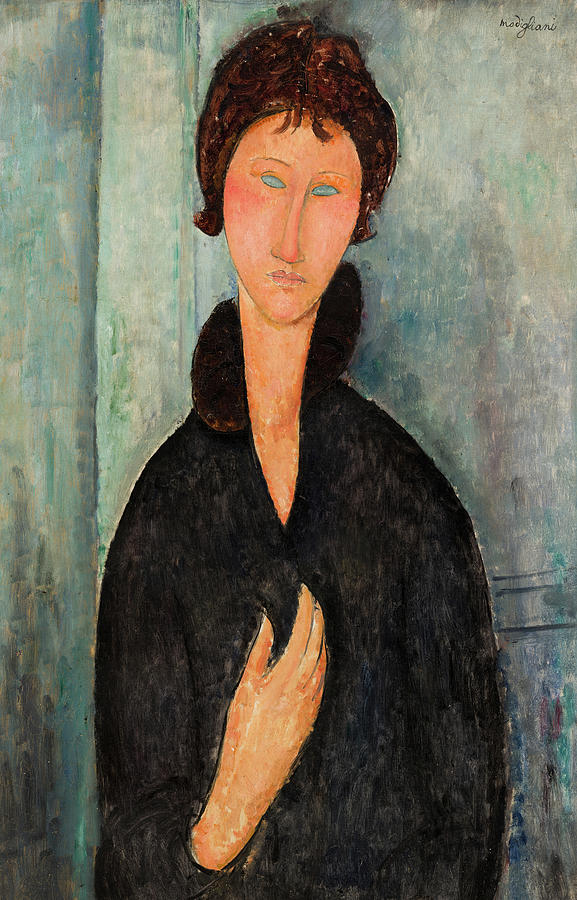 Woman With Blue Eyes, 1918 Painting By Amedeo Modigliani - Pixels