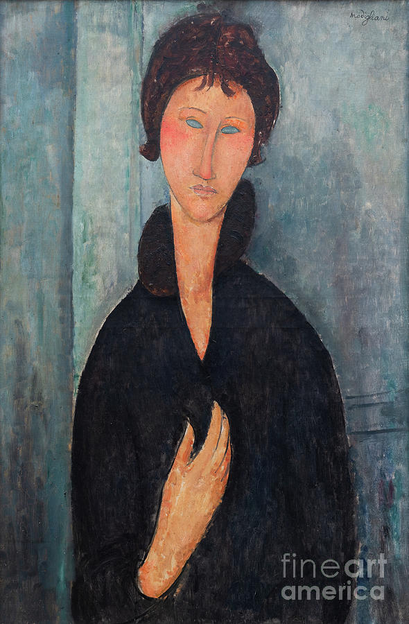 Woman with Blue Eyes - Remastered Painting by Amedeo Modigliani - Fine ...