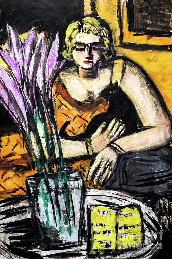 Woman with Cat by Max Beckmann 1942 Painting by Max Beckmann
