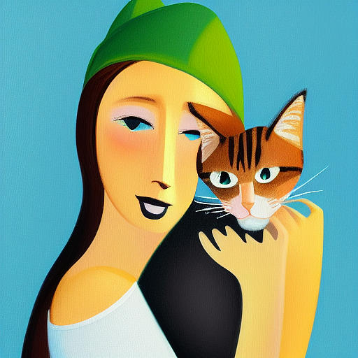 Woman with Cat Painting Digital Art by Caterina Christakos